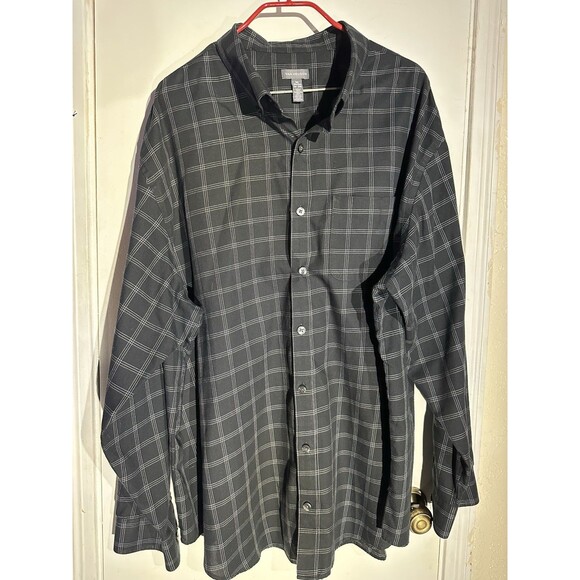 Van Heusen Men's Black & White Plaid Long Sleeve Button-Down Shirt 3XL - Picture 1 of 9
